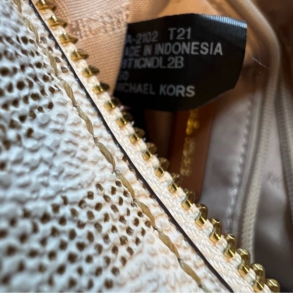 MICHAEL KORS Women’s Satchel Logo Purse Brown & Cream 14.5”x10” Braided Handle - Picture 14 of 14